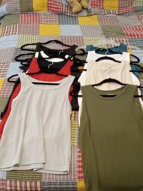 Stack of Women's Ribbed Tank Tops - Mixed Colors.  7 Total. Size XXL